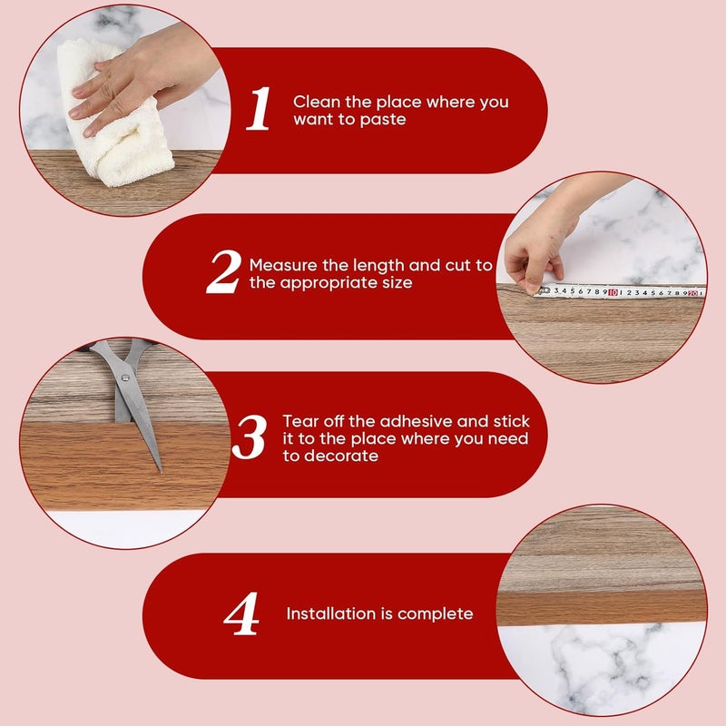 Danlaila 2'' x 10Ft Self Adhesive Floor Transition Strip, Laminate Vinyl Flooring Transition Strip for Joining Floor Gaps, Carpet Threshold, Doorway Transitions, Threshold Cover, Floor Tiles- Brown Wood Grain - Image 5